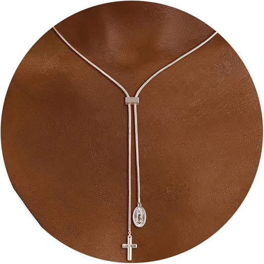 CHESKY Lariat Gold Necklace for Women Trendy, Dainty Long Necklace 14k Gold Plated/Silver Y-Shaped Pendant Necklace Layered Cz Beaded Chain Drop Necklaces Simple Gold Jewelry For Women Gift