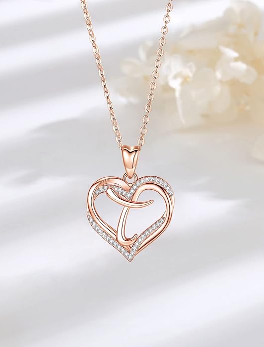 INFUSEU Unique Initial Necklaces for Women Girls Small Heart Letter Jewelry, Meaningful Personalized Gifts