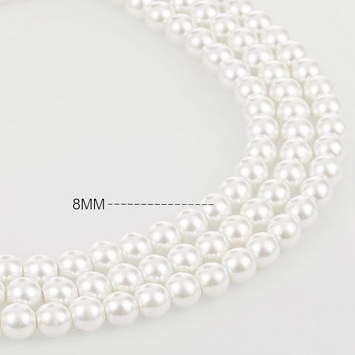 BABEYOND Round Imitation Pearl Necklace Vintage Multi Strands Necklace 20s Flapper Necklace for Party