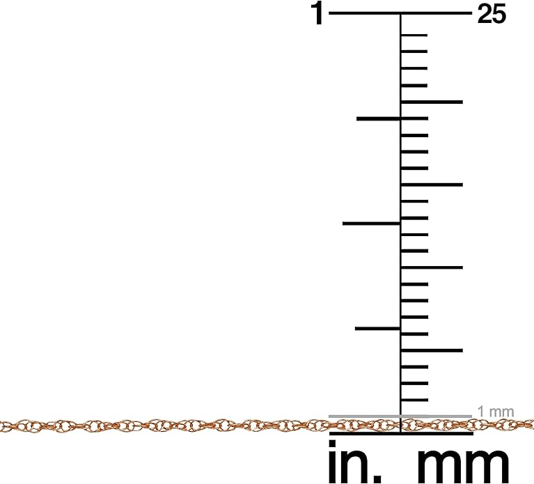 Kooljewelry Real 14k Rose Gold Rope Chain Pendant Necklace for Women (0.7 mm, 0.9 mm, 1 mm or 1.3 mm)