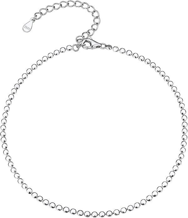 PROSILVER 925 Sterling Silver Ankle Bracelets For Women, Stylish Chain Anklets, Summer Beach Jewelry, 8.6-10.6 Inch Adjustable, Come with Box