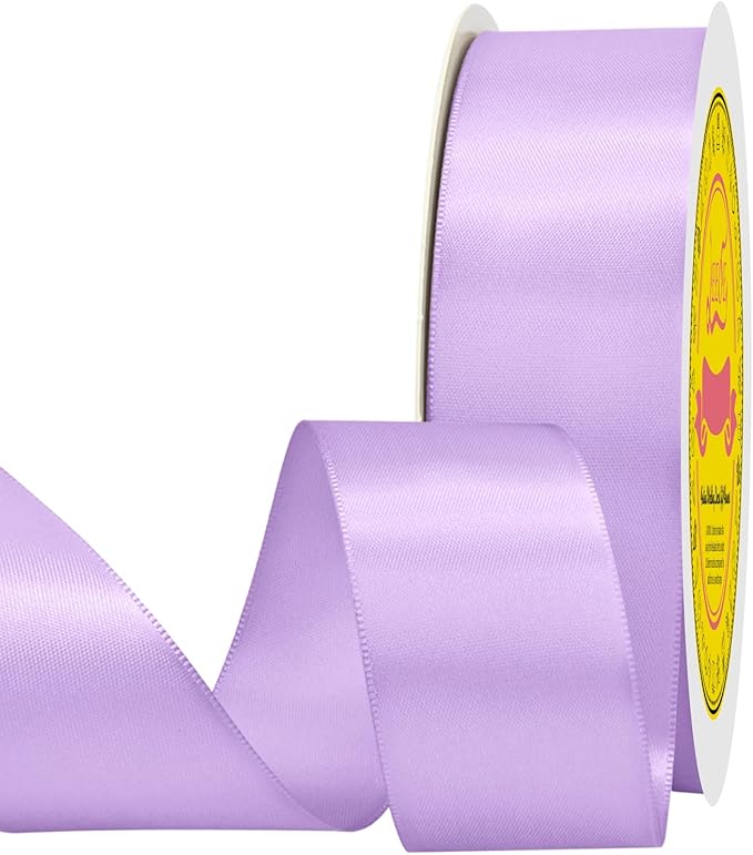 LEEQE Double Face Light Purple Satin Ribbon 1-1/2 inch X 50 Yards for Gift Wrapping Very Suitable for Weddings Party Hair Bow Invitation Decorations and More