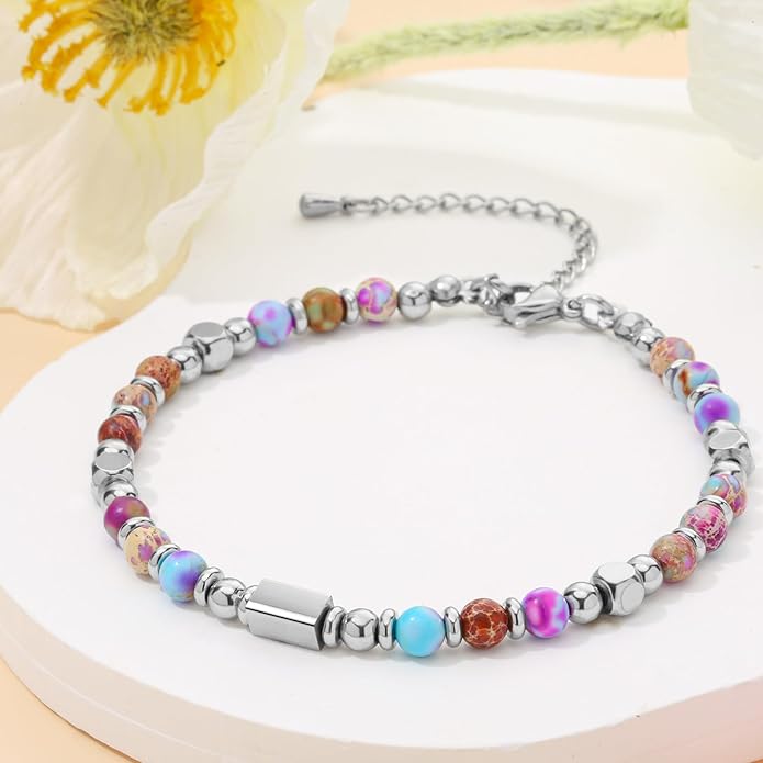 Desimtion Healing Natural Stone Bracelets for Women Girls, Sometimes You Forget You're Awesome -Christmas Gifts for Women Teen Girls, Best Friend Birthday Gifts for Women Friendship Bracelets