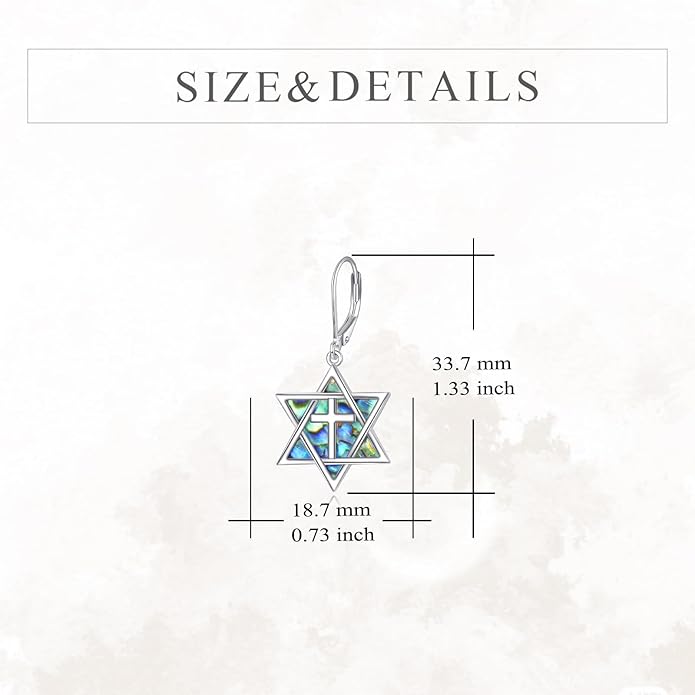 YFN Star of David Earrings Sterling Silver Hebrew Chai Tree of Life Dangle Drop Earrings Jewish Jewelry Gifts for Women