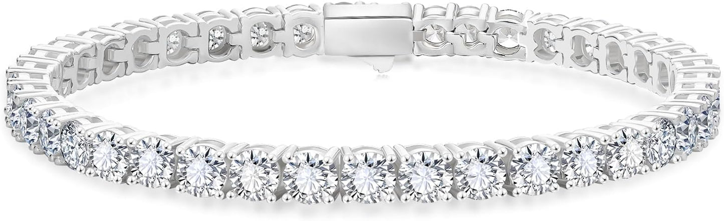 KRKCLIFE Tennis Bracelets for Women Men, 14K Gold Plated Hypoallergenic Classic Round AAAAA Cubic Zirconia, 3/4/5mm Width, Elegant Jewelry Anniversary Birthday Gifts for Her Him Wife Mom 6.5-8 Inch