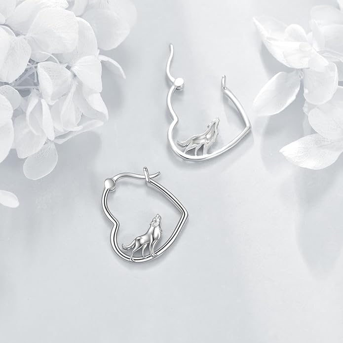 YFN Animal Earrings Sterling Silver Animal Heart Hoop Dangle Earrings Cute Jewelry Gifts for Women