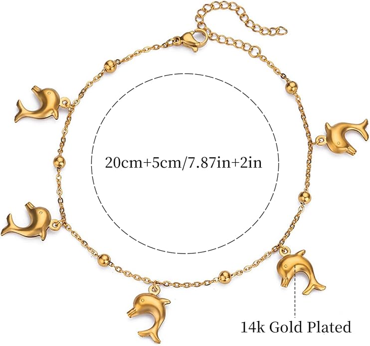 Lit Wall Gold Anklets for Women 18K Gold Plated Adjustable Summer Simple Foot Jewelry Ankle Bracelet for Women