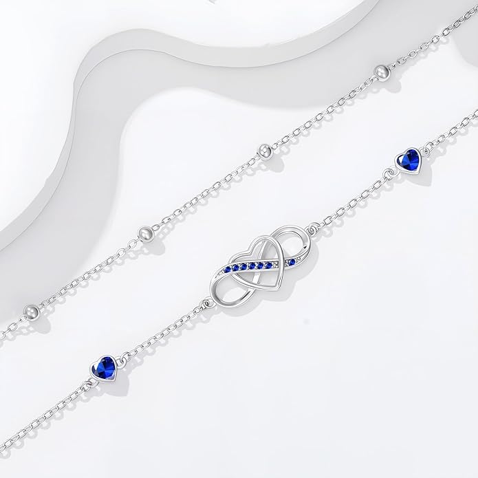 Anklet for Women 925 Sterling Silver Double Infinity Ankle Bracelet Waterproof Summer Jewelry Anniversary Birthday Gifts for Her