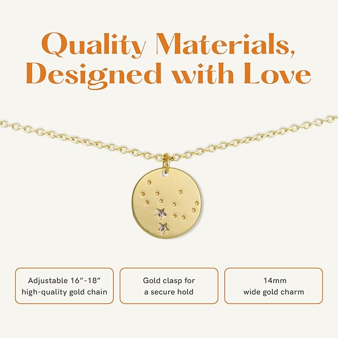 Lucky Feather Zodiac necklaces for women | Scorpio 14K Gold-Plated Astrology Pendant for Girls | Horoscope Sign Zodiac gift | Great Christmas Stocking Stuffer | Trendy Birthday Jewelry Gift | 16” - 18”