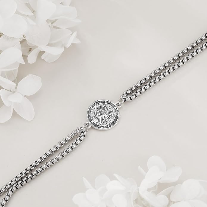 YFN Patron Saint Bracelet Sterling Silver Religious Protector Bracelet Jewelry Gift for Women Men