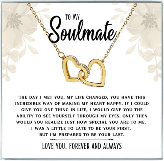 To My Soulmate Necklace For Women, Soul Mate Jewelry for Women, Future Wife Gifts, To My Wife Necklace from Husband, Gifts for Girlfriend, Pendant With Message Card