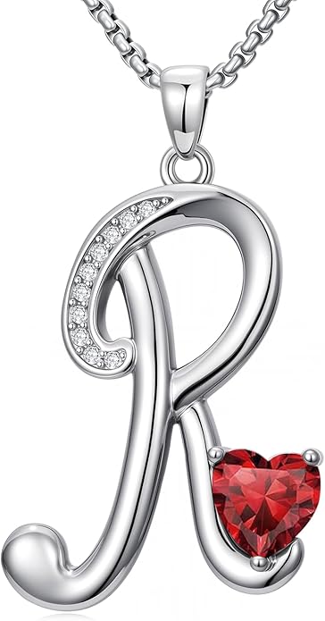Christmas Gifts for Women Alphabet A to Z Initial Birthstone Pendant Necklaces for Women - 18k White Gold Plated Personalized Name Jewelry Valentine Mothers Day Birthday Gifts for Women Her Girlfriend
