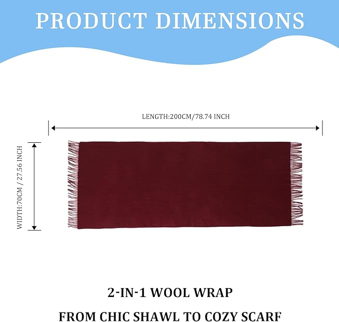 Temminc Winter Scarf for Women - Soft Warm Pashmina Shawl Wrap, Lightweight Fashion Blanket Travel Shawl, Solid Color Scarf