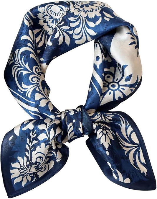 ANDANTINO 100% Mulberry Silk Square Scarf for Hair-25.6" X25.6'' Women Men Natural Silk Neckerchief Digital Printed Headscarf