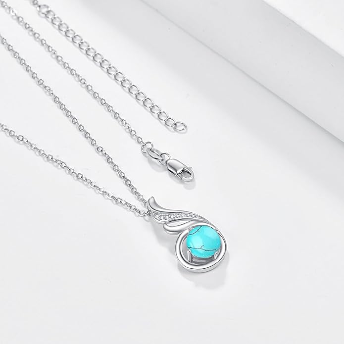 TANGPOET Birthstone Gemstone Necklaces for Women 925 Sterling Silver Dainty Pendant Jewelry Valentines Mothers Day Christmas Birthday Gifts for Mom Girlfriend Wife Daughter