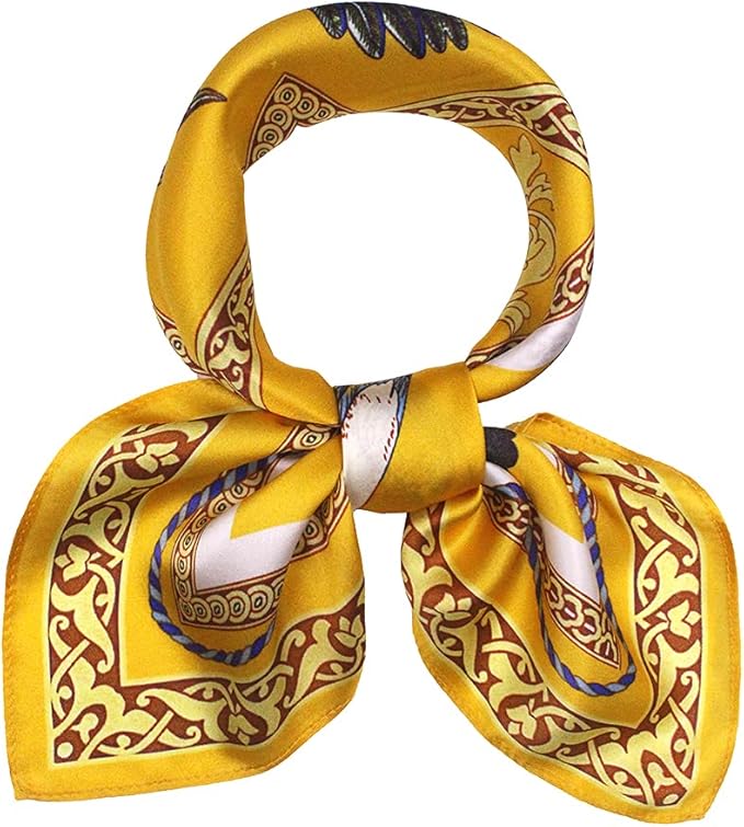 ANDANTINO 100% Mulberry Silk Scarf -21” Lightweight Square Neckerchief – Breathable Digital Printed Scarves with Gift Packed