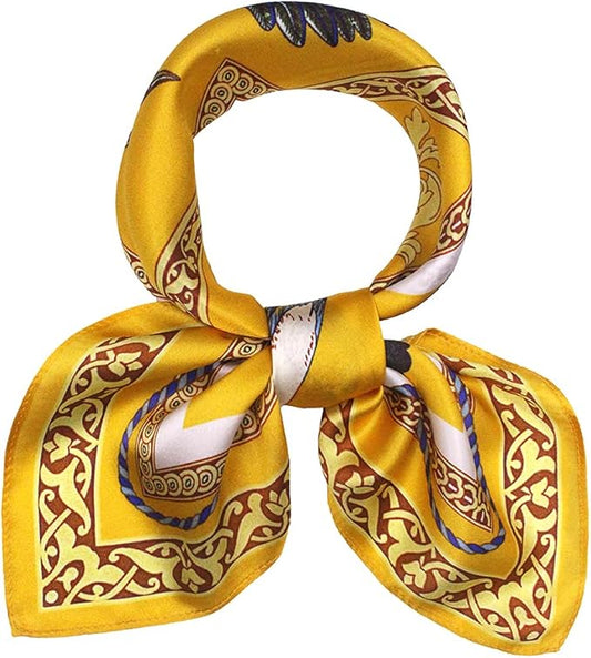 ANDANTINO 100% Mulberry Silk Scarf -21” Lightweight Square Neckerchief – Breathable Digital Printed Scarves with Gift Packed