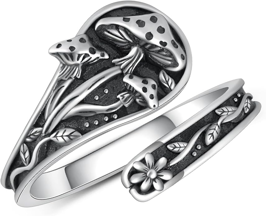 Spoon Rings for Women 925 Sterling Silver Mushroom/Phoenix/Snake/Cardinal/Octopus/Tree of Life/Sunflower/Highland Cow/Dragonfly/Dragon/Horse/Sea Turtle/Frog Rings