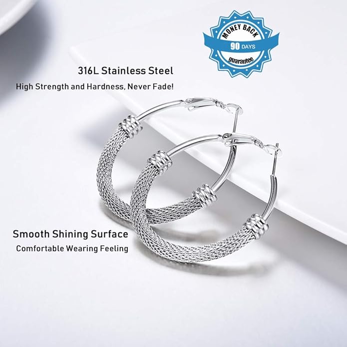 PROSTEEL 30/40/60/80/100mm Chunky Hoop Earrings For Women Gold Plated/Black Stainless Steel Hoops Earrings Statement Jewelry