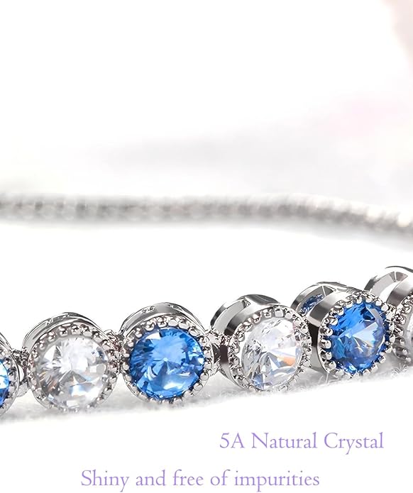 Italian Sterling Silver Women's Tennis Bracelets | Ladies' Sterling Silver Rope Adjustable Bracelet with Crystals | Gift for She