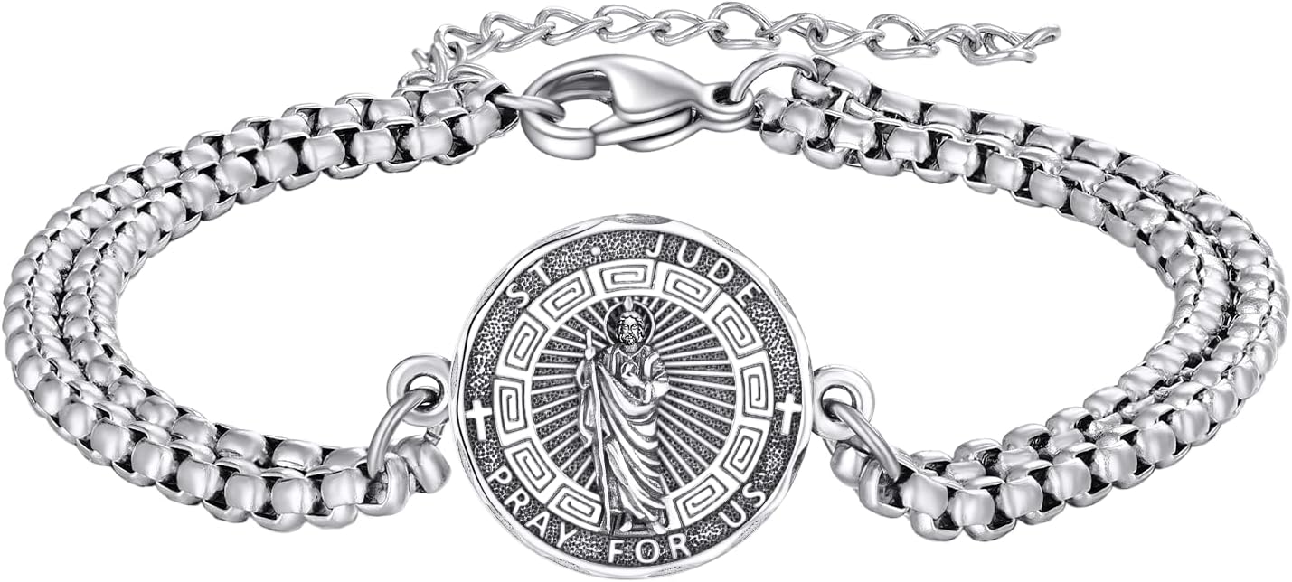 YFN Patron Saint Bracelet Sterling Silver Religious Protector Bracelet Jewelry Gift for Women Men