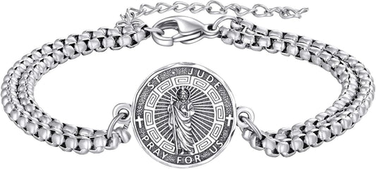 YFN Patron Saint Bracelet Sterling Silver Religious Protector Bracelet Jewelry Gift for Women Men