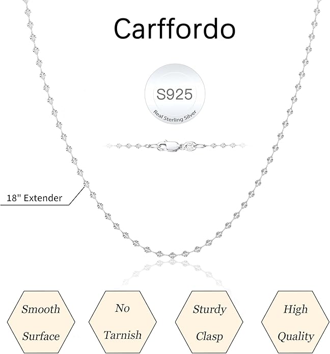 925 Sterling Silver Chain Necklace Link Chain Necklace for Women Simple Dainty 16K Gold Plated Necklace for Women Minimalist Waterproof Silver Necklace Trendy Jewelry Gifts