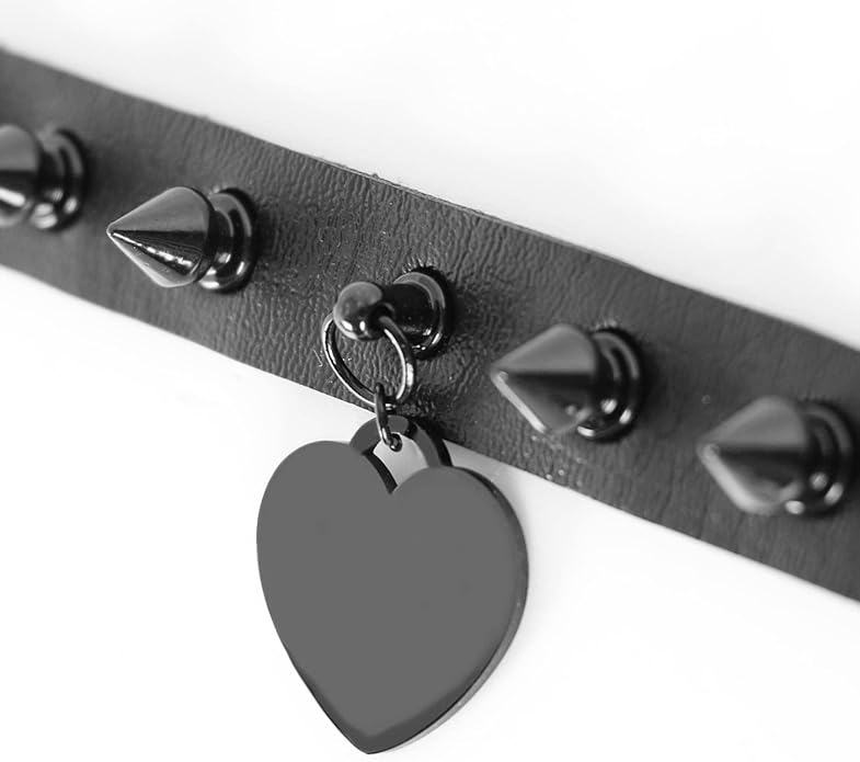 MILAKOO Punk Black Choker Gothic Spiked Rivets for Women Men with Charm Pendant Leather Necklace