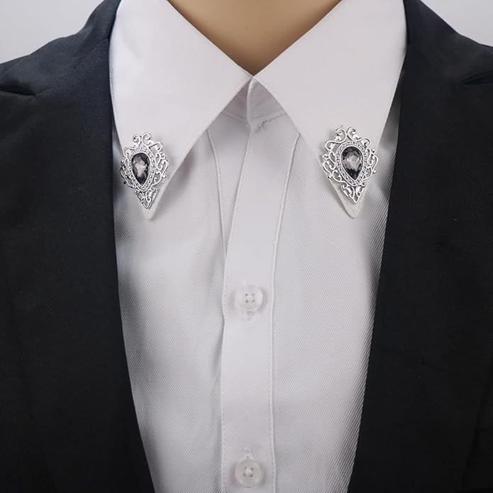 Vintage Silver Color Men's Brooches for Women Lovely Water Drop Badge Flame Crystal Brooch Lapel Pins Fashion Jewelry