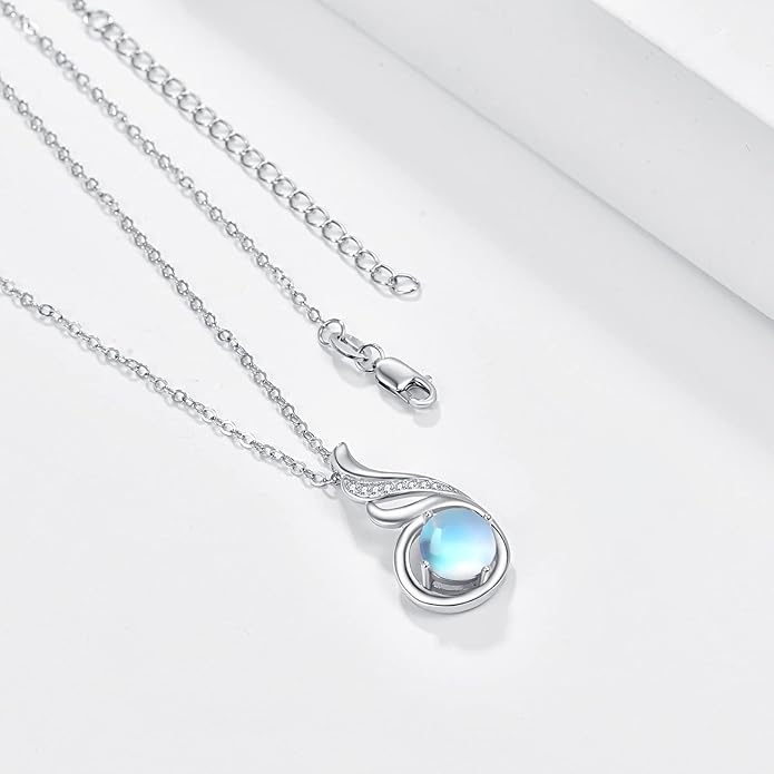 TANGPOET Birthstone Gemstone Necklaces for Women 925 Sterling Silver Dainty Pendant Jewelry Valentines Mothers Day Christmas Birthday Gifts for Mom Girlfriend Wife Daughter