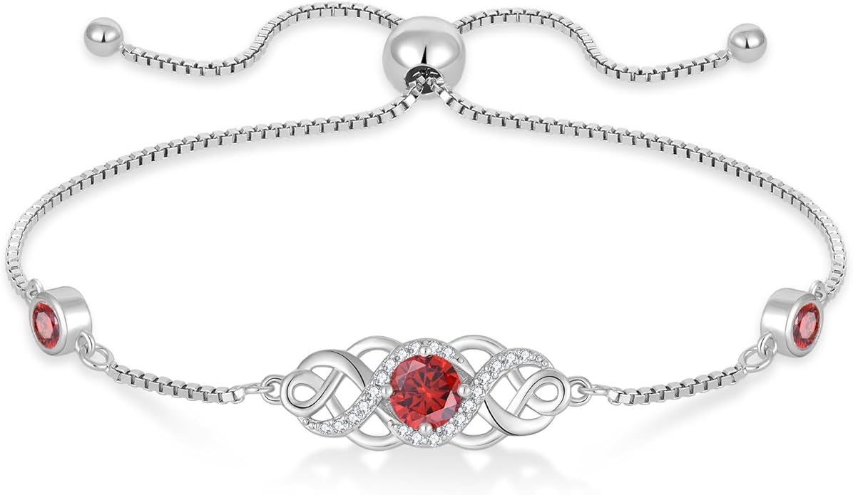 Infinity Celtic Knot Bracelet 925 Sterling Silver Birthstone Bracelet Irish Jewelry for Women