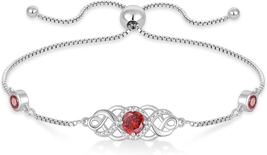 Infinity Celtic Knot Bracelet 925 Sterling Silver Birthstone Bracelet Irish Jewelry for Women