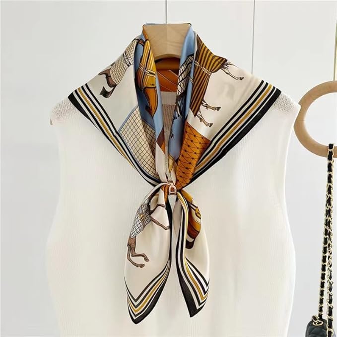 ANDANTINO 100% Mulberry Silk Square Scarf for Hair-25.6" X25.6'' Women Men Natural Silk Neckerchief Digital Printed Headscarf