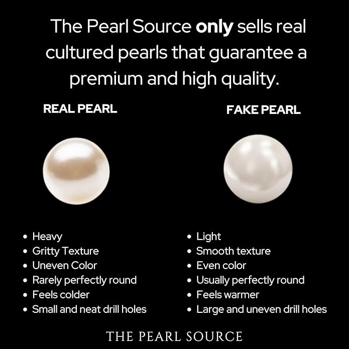 THE PEARL SOURCE AAAA Quality White Round Freshwater Cultured Pearl Hypoallergenic Earrings for Women | 14K Gold Leverbacks Earrings