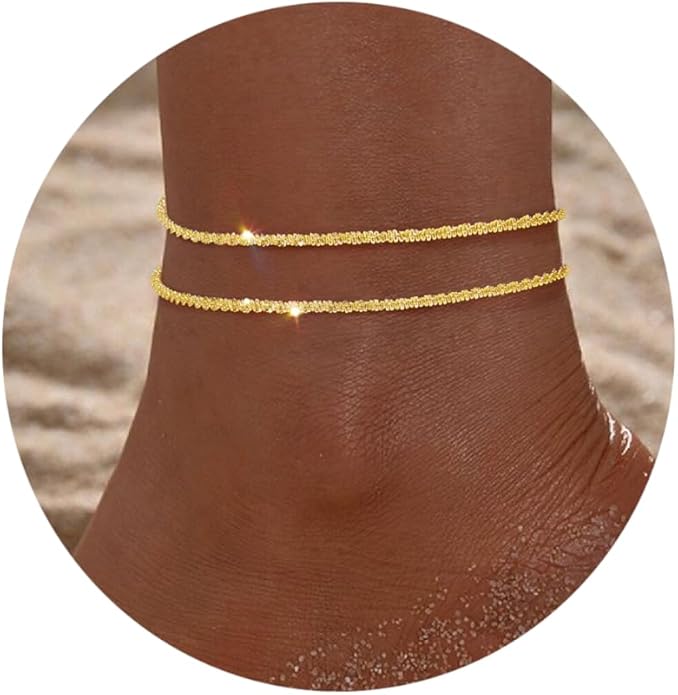 Sterling Silver Anklet Bracelets for Women Waterproof, 925 Sliver Plated CZ & Heart Charm Dainty Layer Anklets for Women Trendy, Simple Chain Anklets Set Gifts for Women, Jewelry Gifts for Her Women Mom Wife Girlfriend