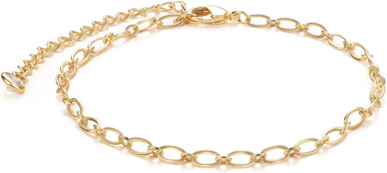 LOYATA Chain Bracelet Gold Link 14K Gold Plated Dainty Pearl Bracelet Simple Jewelry Gift for Women