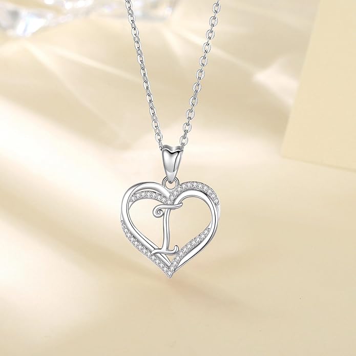 INFUSEU Unique Initial Necklaces for Women Girls Small Heart Letter Jewelry, Meaningful Personalized Gifts