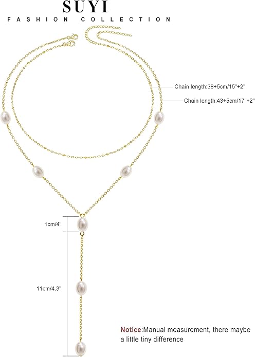 Suyi Lariat Necklace for Women Gold Dainty Long Necklace 14k Gold Plated Y-Shaped Necklaces