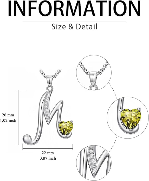 Christmas Gifts for Women Alphabet A to Z Initial Birthstone Pendant Necklaces for Women - 18k White Gold Plated Personalized Name Jewelry Valentine Mothers Day Birthday Gifts for Women Her Girlfriend