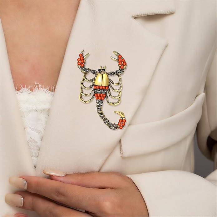 Dreuyet Rhinestone Scorpion Brooch Pin for Women Men Vintage Crystal Scorpion Brooches Punk Style Insect Animal Laple Pin Clothing Suits Accessories Christmas Birthday Jewelry