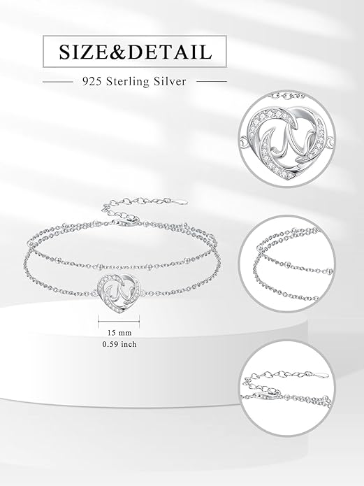 Dorunmo Initial Anklet 925 Sterling Silver Letter A-Z Layered Heart Anklet Beach Jewelry Birthday Gifts for Women