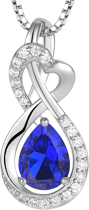 Infinity Necklace Birthstone Pendant 925 Sterling Silver Jewelry for Women