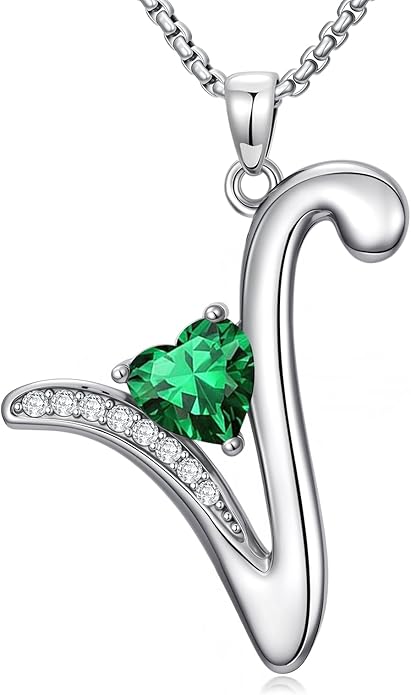 Christmas Gifts for Women Alphabet A to Z Initial Birthstone Pendant Necklaces for Women - 18k White Gold Plated Personalized Name Jewelry Valentine Mothers Day Birthday Gifts for Women Her Girlfriend