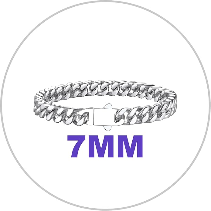 Richsteel 5/7/9/12mm Wide Miami Cuban Link Chain Bracelet for Men Women,Stainless Steel/Gold/Black Plated,7.4/8.2/9 Inch Length,Hip Hop Urban Street-wear Jewelry(Gift Wrapped)
