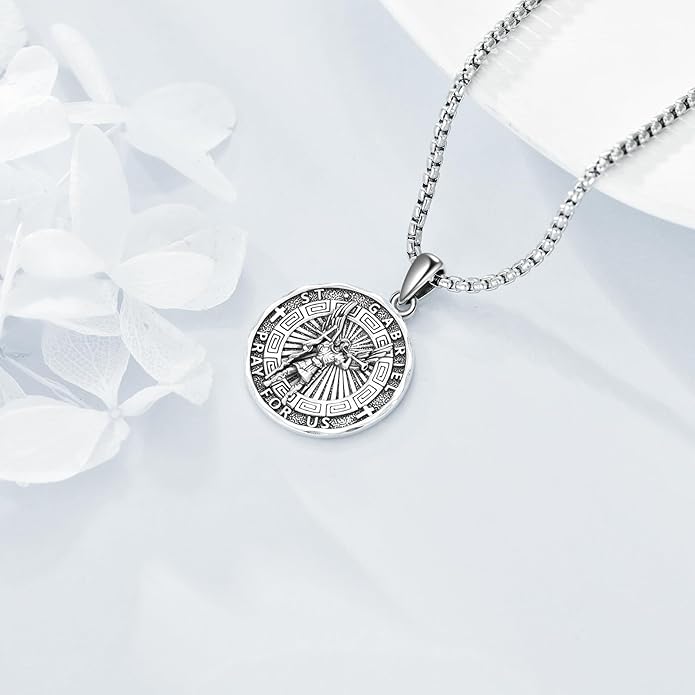 YFN Patron Saint Necklace Sterling Silver Amulet Medal Pendant Religious Protector Jewelry Gifts for Women Men