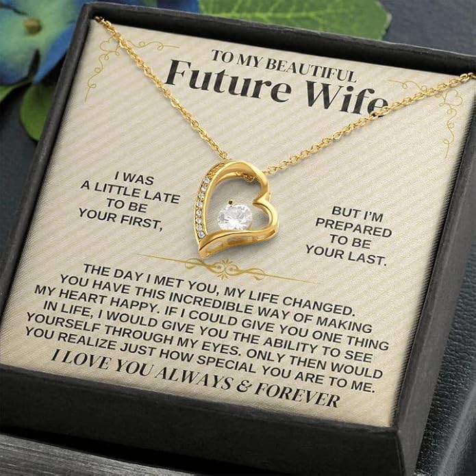 To My Future Wife Necklace - Promise Necklace For Her, Fiance Gifts For Her, Birthday Gifts For Future Wife With Message Card, To My Soulmate Necklace For Women Women Romantic Jewelry With Message Card, Gift Box