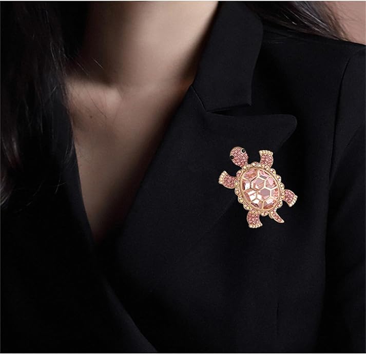 Cute Tortoise Brooch for Women,Rhinestone Crystal Turtle Tortoise Shell Brooch Pins Vintage Animal Lapel Pins Fashion Clothing Accessories Decorative Jewelry Mother's Day Easter