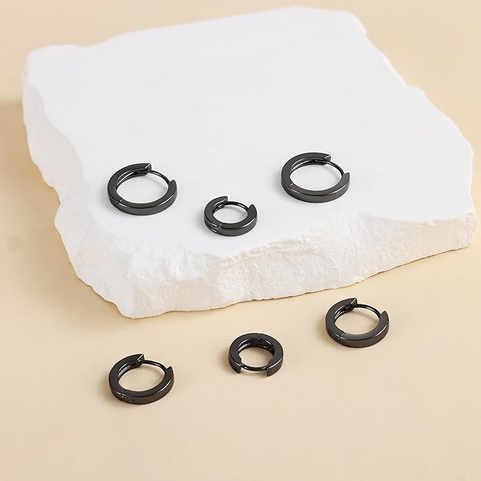 micuco 3 Pairs Small Hoop Earrings Set for Women, 14K Gold Plated Huggie Hoop Earrings for Men, Tiny Cartilage Hypoallergenic Earring Set