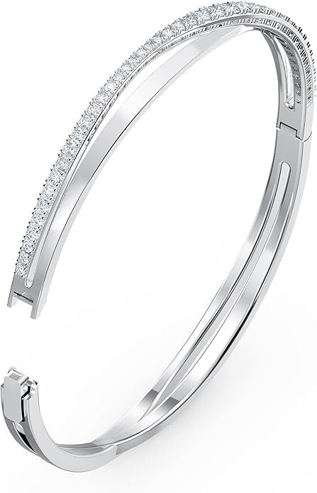 SWAROVSKI Twist Rows Crystal Bracelet Collection, Rhodium & Rose Gold Tone Finish, Clear Crystals
