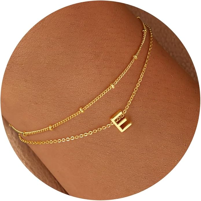 Turandoss Gold Initial Bracelets for Women, Dainty 18K Real Gold Plated Layered Letter A-Z Initial Bracelets Personalized 26 Alphabet Monogram Gold Bracelets for Women Jewelry Gifts Trendy